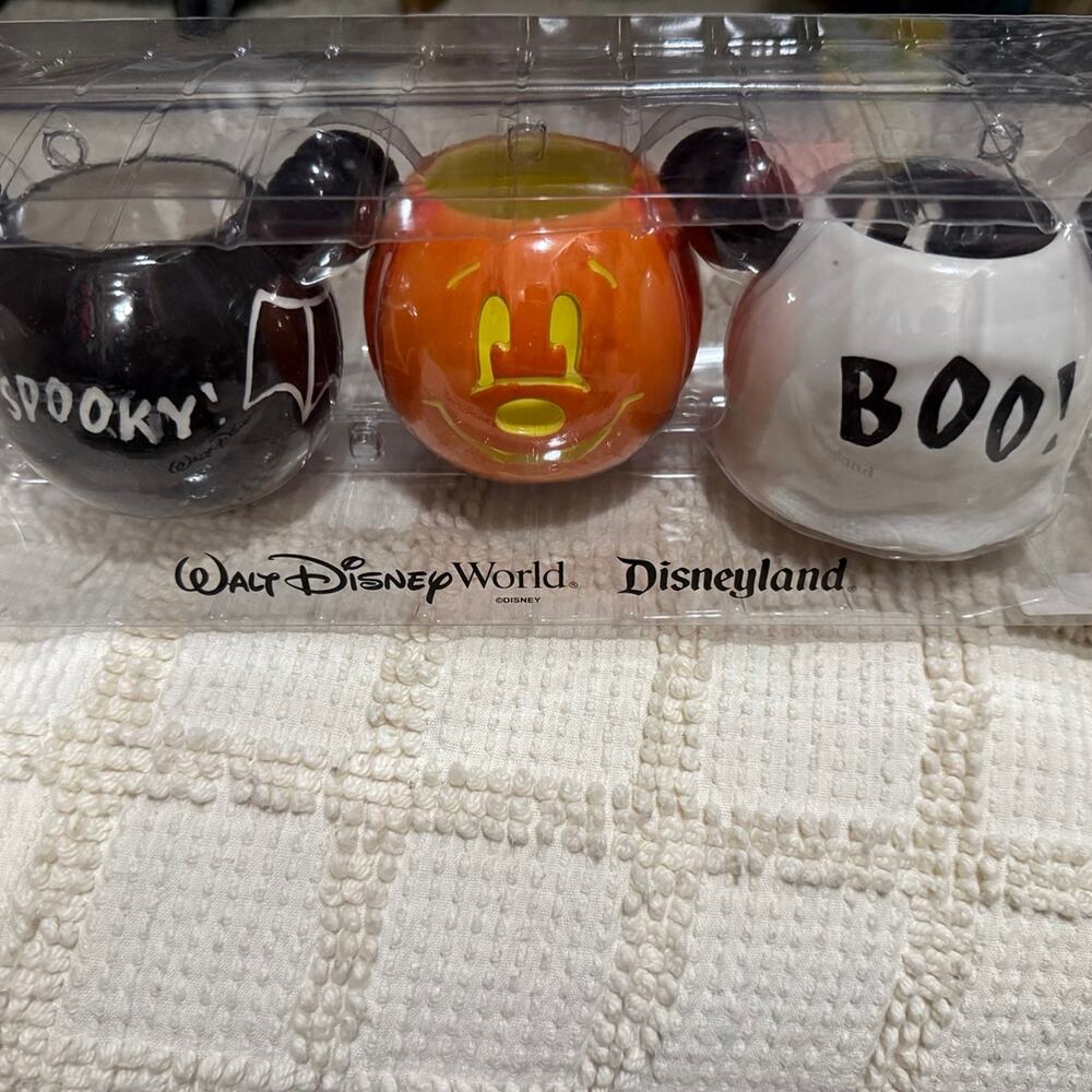 Disney Parks Halloween Mickey Mouse Votive Candle Holders Pumpkin Ghost NOS
